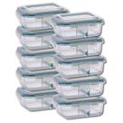 Conjunto Com 10 Potes 640ml Divisória Hermético Marmita