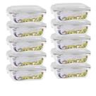 Conjunto Com 10 Potes Vidro 1040ml Hermético Marmita 4 Trava