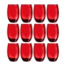 Conjunto Com 12 Copos Vidro Bellagio 450ml Grande Vermelho