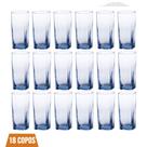Conjunto Com 18 Copos Vidro Bali Quadrado 320ml Azul
