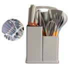 Conjunto Com 19 Utensílios Cozinha Silicone Concha Espátula Cinza - Clink