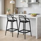 Conjunto com 2 Banqueta Allegra Alta Master Preta Cozinha Americana Passa Prato Balcão Polipropileno Resistente