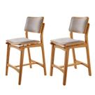 Conjunto com 2 Banquetas em Madeira Eloá Brisa/Imbuia Natural