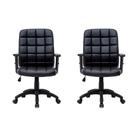 Conjunto com 2 Cadeiras de Escritório Diretor Giratórias Fitz com Braços Ajustáveis Preto
