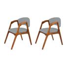 Conjunto com 2 Cadeiras de Jantar Gabriela em Madeira e Mdf Cerejeira Linho Cinza