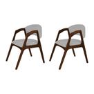 Conjunto com 2 Cadeiras de Jantar Gabriela em Madeira e Mdf Mel Linho Cinza Prata