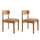 Conjunto Com 2 Cadeiras De Jantar Star Moderna Mobília Linho Palha / Imbuia Nat