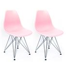 Conjunto com 2 Cadeiras Eames Cromado e Rosa