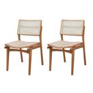 Conjunto Com 2 Cadeiras Madeira Eva Premium Linho Off Imbuia Natural