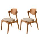 Conjunto Com 2 Cadeiras Madeira Solaris Gold Moderna Mobília Veludo Bege / Imbuia Nat.