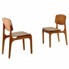 Conjunto com 2 cadeiras Malta Gold em Madeira Maciça para Sala de Jantar Moderna Mobília