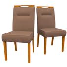 Conjunto Com 2 Cadeiras Para Sala de Jantar Estofadas Lectus Madeira Maciça Cor Ype Camursa Marrom LUX New Ceval