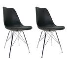 Conjunto com 2 Cadeiras Tower Cromado e Preto