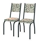 Conjunto Com 2 Cadeiras Tubular Diana Preto Fosco Assento Cedro Artefamol