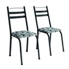 Conjunto Com 2 Cadeiras Tubular Itália Preto Craquelado/Folha Artefamol