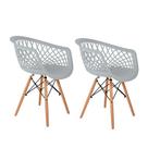 Conjunto com 2 Cadeiras Web Branco e Madeira