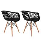 Conjunto com 2 Cadeiras Web Preto e Madeira