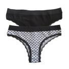 Conjunto com 2 Calcinhas Basic+ Renda 6386 Coração Preto / Lisa Preto P
