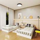 Conjunto com 2 Camas Infantil Montessoriana Solteiro Cori Yescasa Branco/Cinza Cristal