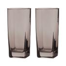 Conjunto Com 2 Copos Vidro Bali Quadrado Sucos 320ml Cinza