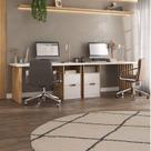 Conjunto com 2 Escrivaninhas Florence Elegante com Pés Ripados, e Nichos 4 Gavetas Branco E Olmo