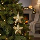 Conjunto com 2 Estrelas Decorativas Miçanga Gold 7cm Toque Criativo e Elegante para o Natal