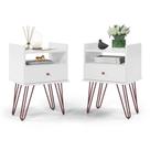 Conjunto com 2 Mesas de Cabeceira Bill 2 GV Branco
