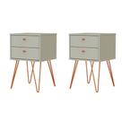 Conjunto com 2 Mesas de Cabeceira Bled 4 GV Off White e Cobre
