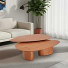 Conjunto com 2 Mesas de Centro Redonda Sala de Estar 120cm Ecos Base Madeira Maciça Mel Conjunto com 2 Mesas de Centro Redonda Sala de Estar 120cm Ecos Base Madeira Maciça Mel