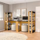 Conjunto com 2 Mesas Escrivaninhas com Estante e 4 Prateleiras Licce