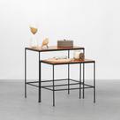 Conjunto com 2 Mesas Laterais Giba - Preto e Nozes