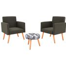 Conjunto Com 2 Poltronas E 1 Puff Dallas Matrix Estampado/marrom Claro Conjunto Com 2 Poltronas E 1 Puff Dallas Matrix Estampado/marrom Claro