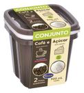 Conjunto Com 2 Potes Café e Açucar Quadrado Graduados BPA Free 900 Ml