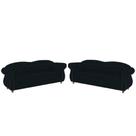Conjunto com 2 Sofás Chesterfield Merlo 3 lugares 1,80 - Veludo Preto / Decoração, recepção, Barbearia, sala tv estar