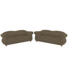 Conjunto com 2 Sofás Chesterfield Merlo 3 lugares 2M - Veludo Bege / Decoração, recepção, Barbearia, sala tv estar Conjunto com 2 Sofás Chesterfield Merlo 3 lugares 2M - Veludo Bege / Decoração, recepção, Barbearia, sala tv estar