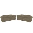 Conjunto com 2 Sofás Chesterfield Merlo 3 lugares 2M - Veludo Nude / Decoração, recepção, Barbearia, sala tv estar Conjunto com 2 Sofás Chesterfield Merlo 3 lugares 2M - Veludo Nude / Decoração, recepção, Barbearia, sala tv estar