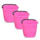 Conjunto com 3 Baldes Neon 6 Litros Rosa Praticidade e Estilo para Sua Limpeza Diária