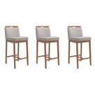 Conjunto com 3 Banquetas Dani Cinza e Nogueira