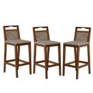 Conjunto com 3 Banquetas Madeira Maciça Rattan Vittoria