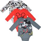 Conjunto com 3 Bodies de Manga Longa Disney Mickey Mouse para Bebê 18 Meses