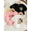 Conjunto com 3 Camisetas Estampas Oncinhas Kit Ideal Para Verão Meninas Feminino Blusa