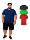 Conjunto Com 3 Camisetas Plus Size 100% Poliéster - Colorido