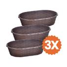 Conjunto com 3 Cestas Multiuso Trançado Plástico Resistente 2,65 Litros