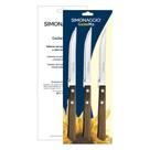 Conjunto com 3 Facas Inox Cabo Madeira - Simonaggio