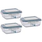 Conjunto Com 3 Potes 1040ml Divisória Hermético Marmita