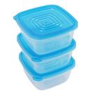 Conjunto com 3 Potes Plásticos Quadrados com Tampa - Cores Sortidas