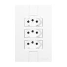 Conjunto com 3 Tomadas 2P+T 20A 250V, Modular, com Placa 4x2 Branco Pluzie
