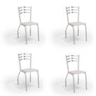 Conjunto com 4 Cadeiras de Cozinha Portugal Cromado e Branco