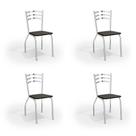Conjunto com 4 Cadeiras de Cozinha Portugal Cromado e Preto