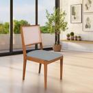 Conjunto com 4 Cadeiras de Jantar Estofada Suellen em Madeira e Mdf Cerejeira Linho Cinza Conjunto com 4 Cadeiras de Jantar Estofada Suellen em Madeira e Mdf Cerejeira Linho Cinza